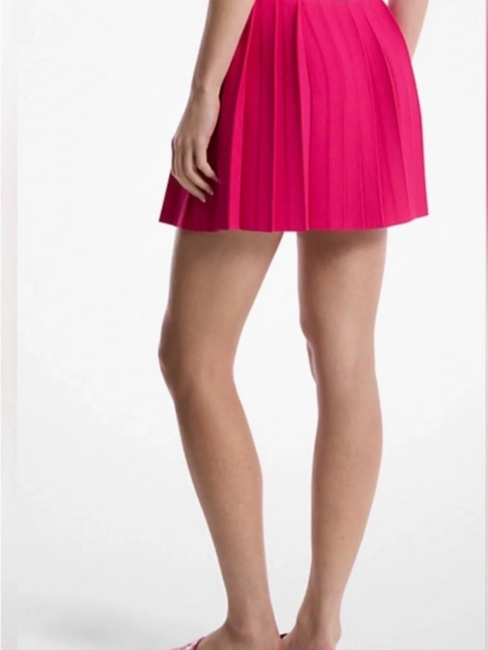 Michael Kors Dragon Fruit Pink Stretch Knit Pleated Mini Skirt - NWT - Picture 2 of 6